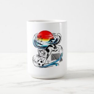 Red Sun Wave Design - Japanse Voetbal Kat Koffiemok