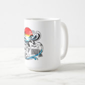 Red Sun Wave Design - Japanse Voetbal Kat Koffiemok (Voorkant rechts)