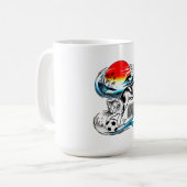 Red Sun Wave Design - Japanse Voetbal Kat Koffiemok (Voorkant links)