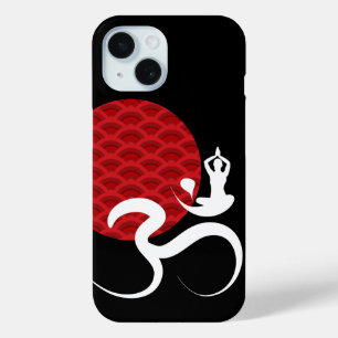 Red Sun Yoga Spiritueel Indiaas Meditate Om Aum Lo iPhone 15 Case