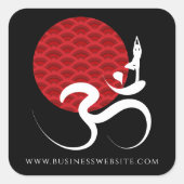 Red Sun Yoga Spiritueel Indiaas Meditate om Ohm Lo Vierkante Sticker (Voorkant)