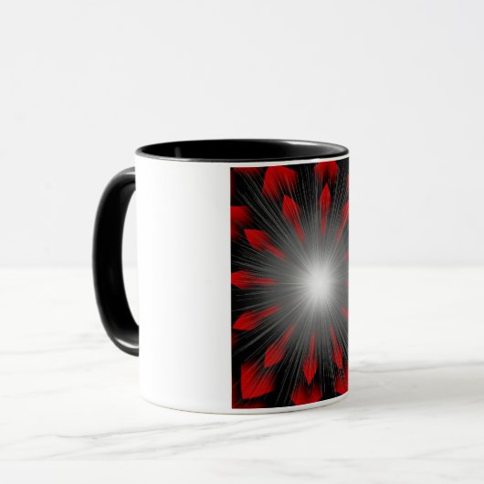 Red Sunburst Cofee Cup Mok (Voorkant links)
