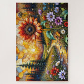 Red Sunflower in valley by stream Legpuzzel (Verticaal)