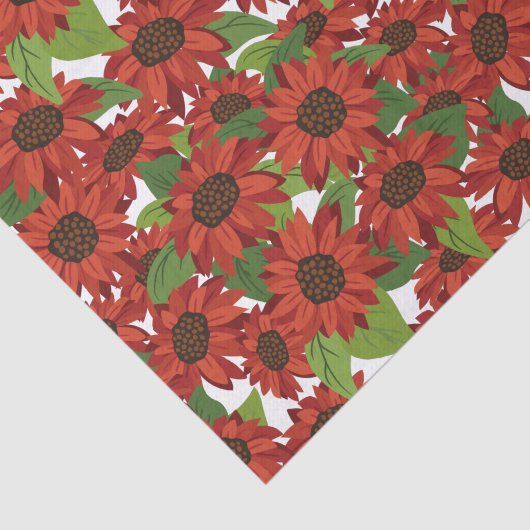 Red Sunflower Patroon Tissuepapier (Detail)