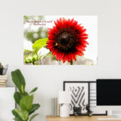 Red Sunflower Poster met Matthew 5:14 Bijbelverse (Thuiskantoor)