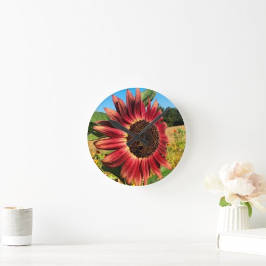 Red Sunflower Ronde Klok (Huis)