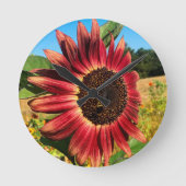 Red Sunflower Ronde Klok (Voorkant)