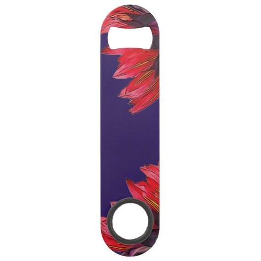Red Sunflower Sideview Blue Paarse Bottle Open Speed Flessenopener (Achterkant)