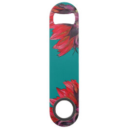 Red Sunflower Sideview Turquoise Bottle Opener Speed Flessenopener