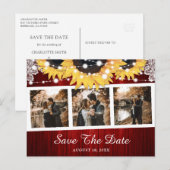 Red Sunflower Wedding Foto Save the Date Aankondigingskaart (Voorkant / Achterkant)