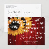 Red Sunflower Wedding Save The Date Postcard Aankondigingskaart (Voorkant / Achterkant)