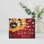 Red Sunflower Wedding Save The Date Postcard Aankondigingskaart (Staand voorkant)
