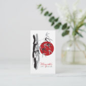 Red Sunrise Oriental Bamboo verlaat modern Aziatis Visitekaartje (Staand voorkant)