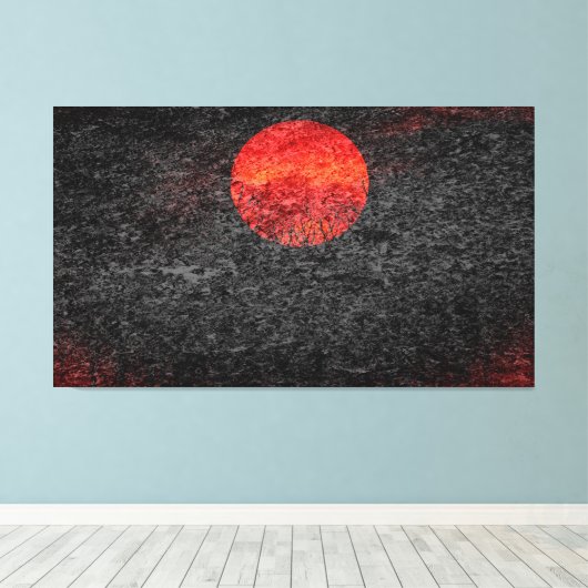 Red Sunset Abstract schilderen #2 Canvas Afdruk (Insitu (Houten vloer))