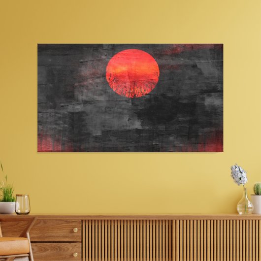 Red Sunset Abstract schilderen #3 Canvas Afdruk (Insitu (Woonkamer))