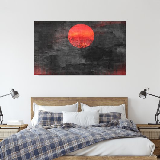 Red Sunset Abstract schilderen #3 Canvas Afdruk (Insitu (Slaapkamer))