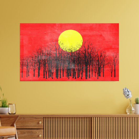 Red Sunset Abstract schilderen Canvas Afdruk (Insitu (Woonkamer))