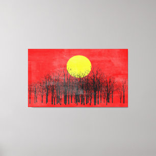 Red Sunset Abstract schilderen Canvas Afdruk
