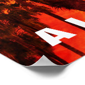 Red Sunset Aloha Hawaii Palm Trepices Travel Poster (Hoek)