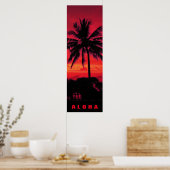 Red Sunset Aloha Hawaii Palm Trepices Travel Poster (Keuken)