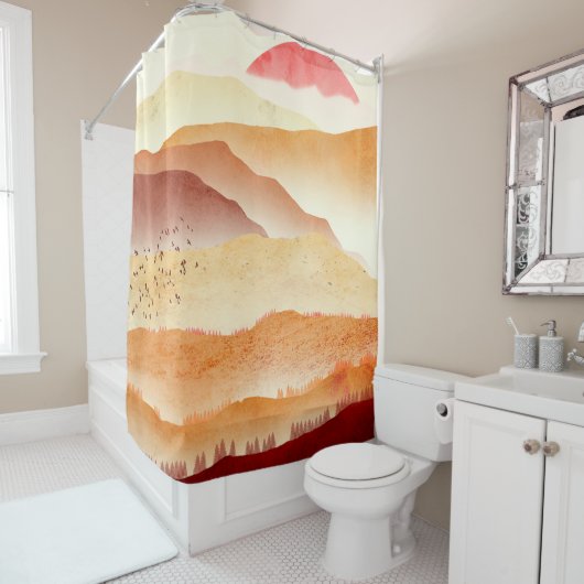 Red Sunset Douchegordijn (In situ)