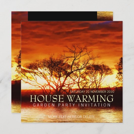 Red Sunset House Garden Party - Uitnodiging (Voorkant / Achterkant)