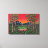 Red Sunset Mountain Lake Canvas Afdruk (Voorkant)