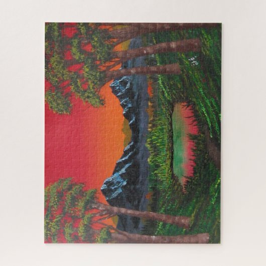 Red Sunset Mountain Lake Legpuzzel (Verticaal)