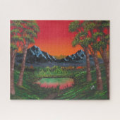 Red Sunset Mountain Lake Legpuzzel (Horizontaal)