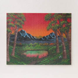 Red Sunset Mountain Lake Legpuzzel