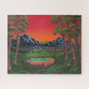 Red Sunset Mountain Lake Legpuzzel
