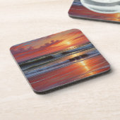 Red Sunset Ocean Seascape Schilderij Kunstwerk Bier Onderzetter (Linkerzijde)