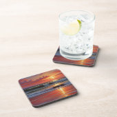 Red Sunset Ocean Seascape Schilderij Kunstwerk Bier Onderzetter (Rechterzijde)