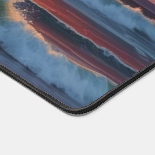 Red Sunset Ocean Seascape Schilderij Kunstwerk Bureaumat (Hoek)