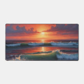 Red Sunset Ocean Seascape Schilderij Kunstwerk Bureaumat (Voorkant)