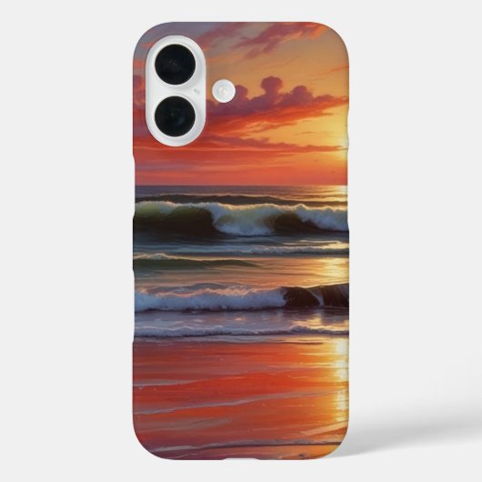 Red Sunset Ocean Seascape Schilderij Kunstwerk Case-Mate iPhone Case (Achterkant)