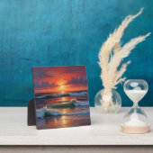 Red Sunset Ocean Seascape Schilderij Kunstwerk Fotoplaat (Insitu)