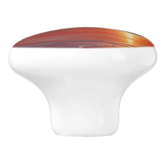 Red Sunset Ocean Seascape Schilderij Kunstwerk Keramische Knop (Zijkant)