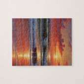 Red Sunset Ocean Seascape Schilderij Kunstwerk Legpuzzel (Horizontaal)