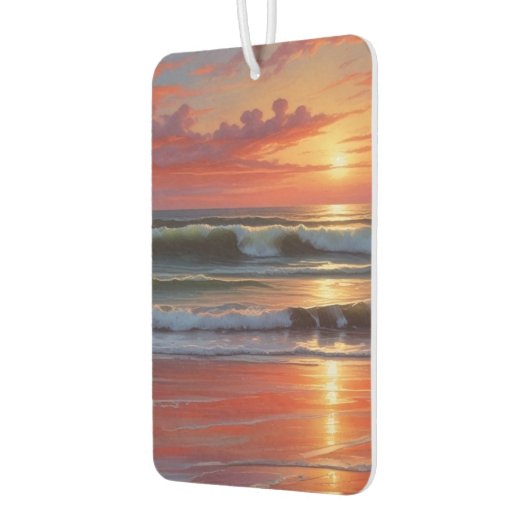 Red Sunset Ocean Seascape Schilderij Kunstwerk Luchtverfrisser (Links)