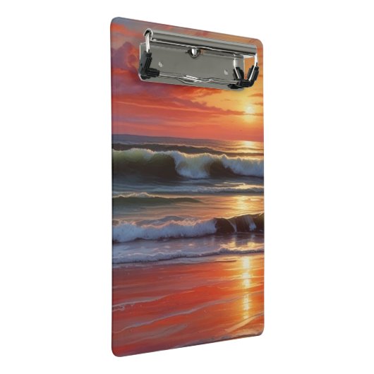 Red Sunset Ocean Seascape Schilderij Kunstwerk Mini Klembord (Schuin)