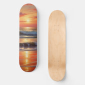 Red Sunset Ocean Seascape Schilderij Kunstwerk Persoonlijk Skateboard (Voorkant)