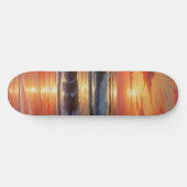 Red Sunset Ocean Seascape Schilderij Kunstwerk Persoonlijk Skateboard (Horizontaal)