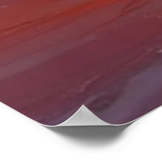 Red Sunset Ocean Seascape Schilderij Kunstwerk Poster (Hoek)