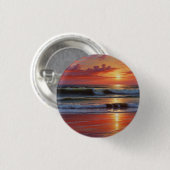 Red Sunset Ocean Seascape Schilderij Kunstwerk Ronde Button 3,2 Cm (Voorkant /achterkant)