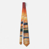 Red Sunset Ocean Seascape Schilderij Kunstwerk Stropdas (Achterkant)