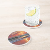 Red Sunset Ocean Seascape Schilderij Kunstwerk Zandsteen Onderzetter (Zijkant)