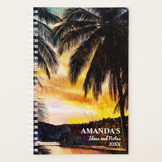 Red Sunset Palm Trees Beach Planner (Voorkant)