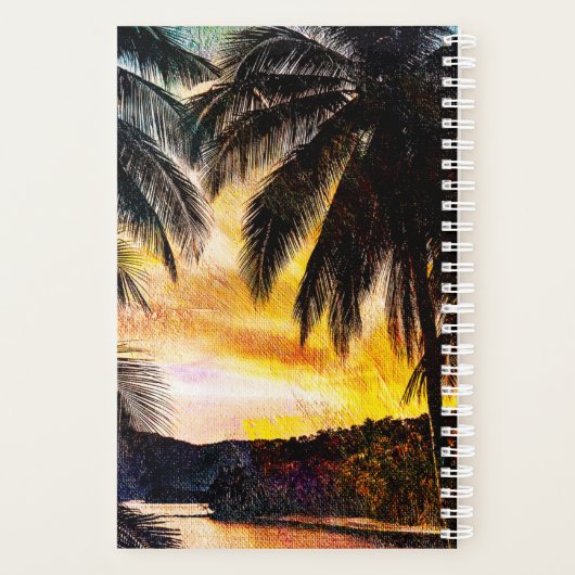 Red Sunset Palm Trees Beach Planner (Achterkant)