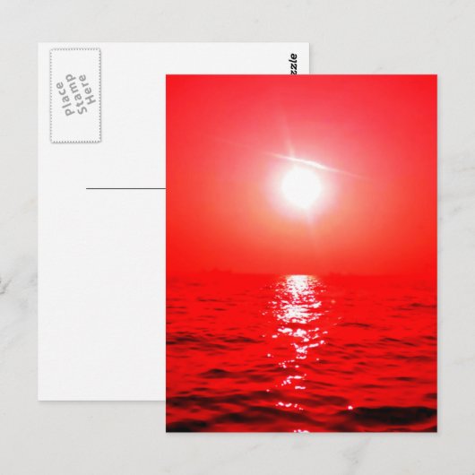 Red Sunset Seascape Briefkaart (Voorkant / Achterkant)